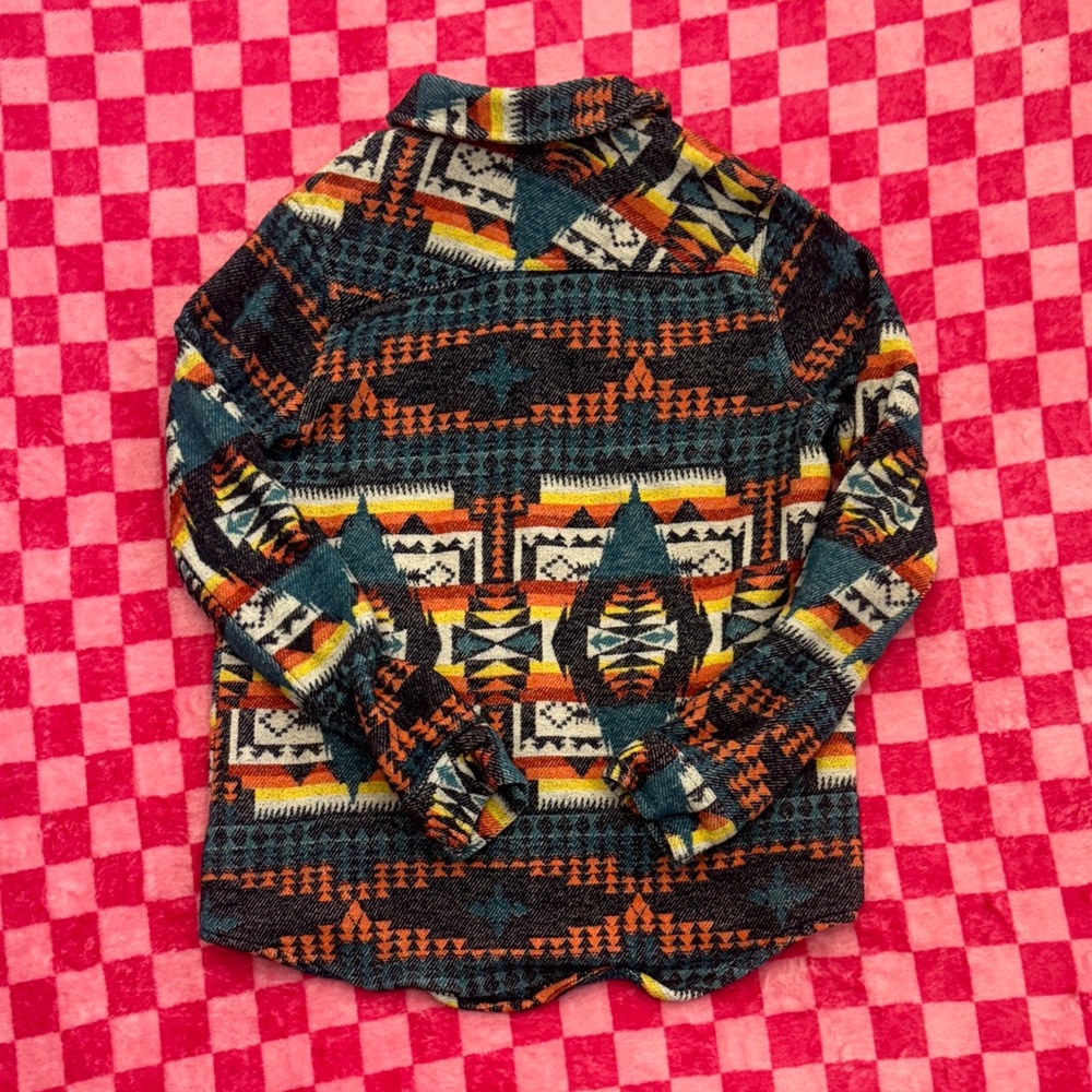 Rock & Roll Denim Colorful Pattern Button Down Shirt - Picture 7 of 7